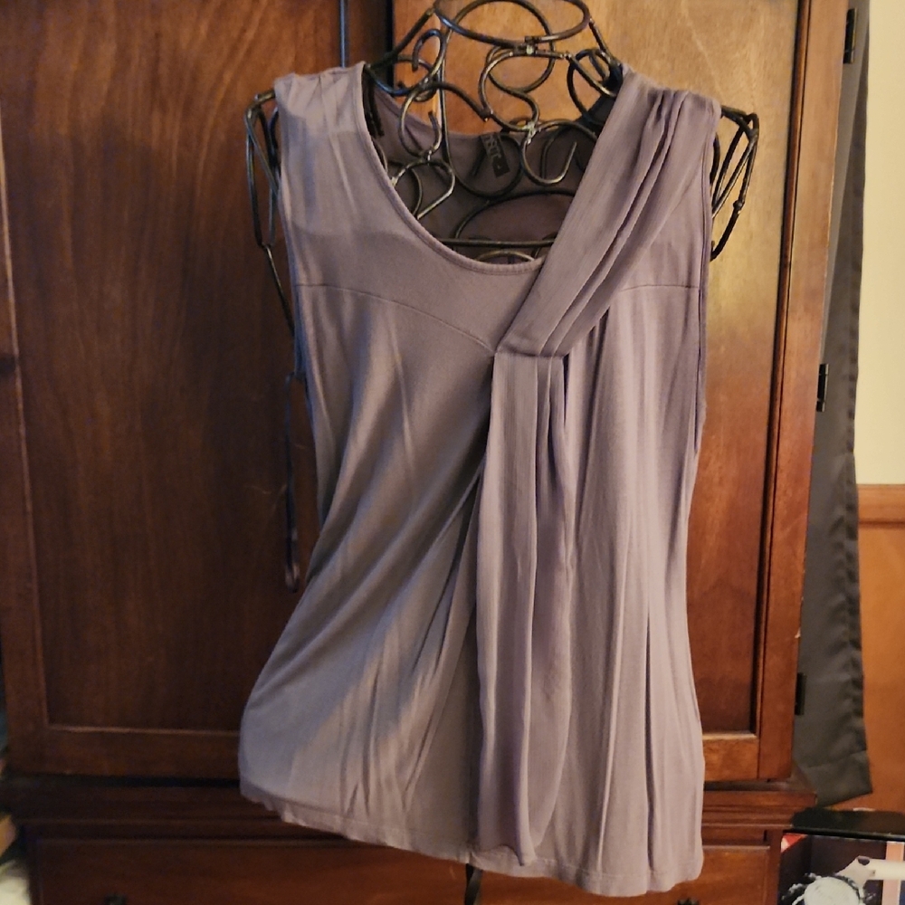 Kische Purple Asymmetrical Sleeveless Blouse